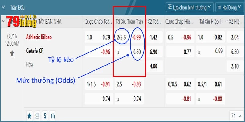 Những loại kèo tài xỉu hấp dẫn nhất tại 79King