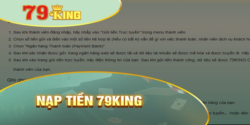 Hướng dẫn gửi tiền 79KING đơn giản